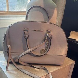 Anne Klein Beige Satchel with Gold Accents